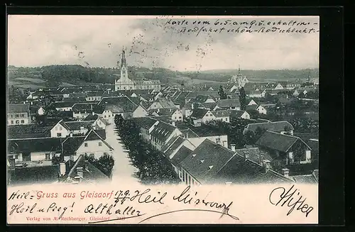 AK Gleisdorf, Ortspartie aus der Vogelschau