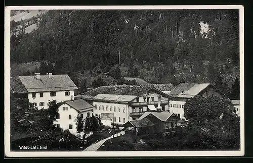 AK Wildbichl, Gebäudepartie am Waldrand