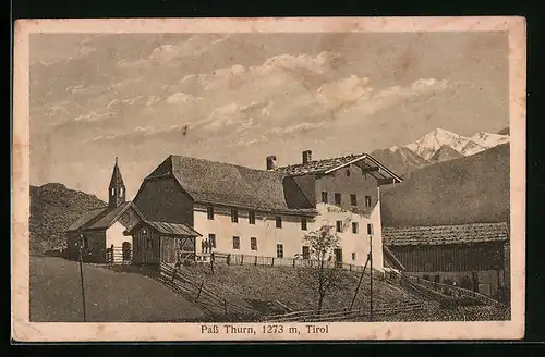 AK Pass Thurn, Gasthaus und Kirchlein