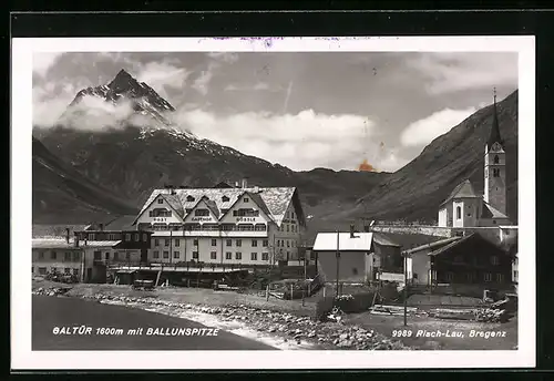 AK Galtür, Gasthof Post & Rössle mit Ballunspitze