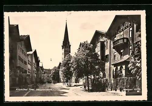 AK Kitzbühel, Hauptstrasse mit Kirche