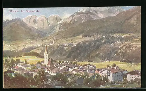 Künstler-AK Mieders, Totale vom Berg aus gesehen