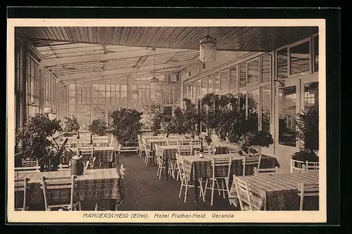 AK Manderscheid / Eifel, Hotel Fischer-Heid, Veranda