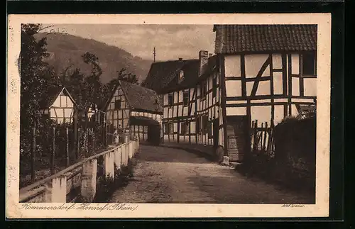 AK Rommersdorf-Honnef / Rhein, Partie an alten Fachwerkhäusern