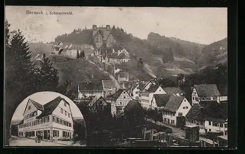 AK Berneck i. Schwarzwald, Gasthof zur Krone, Teilansicht