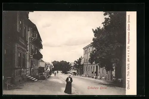 AK Oberhof i. Thür. Wald, Trösters Hotel an der Hauptstrasse