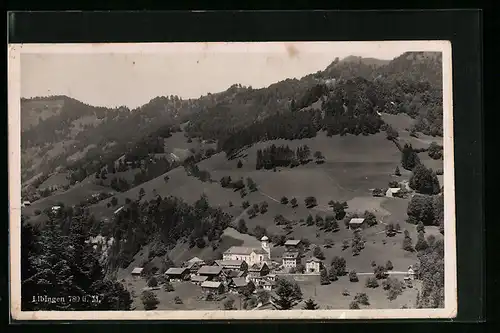 AK Libingen, Ortspartie mit Bergen