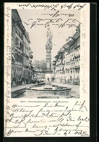AK Bern, Gerechtigkeitsgasse- und Brunnen