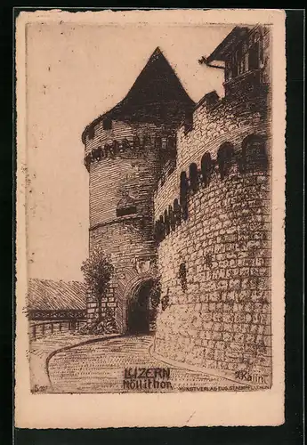 Künstler-AK Luzern, Blick auf Nöllithor