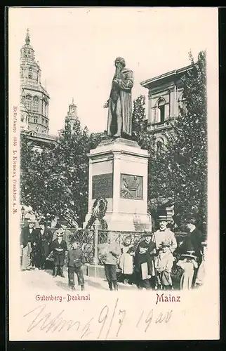 Relief-AK Mainz, Gutenberg-Denkmal