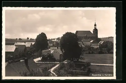 AK Rosenthal / Kamenz, Teilansicht mit Kirche