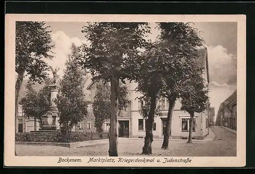 AK Bockenem, Marktplatz, Kriegerdenkmal und Judenstrasse