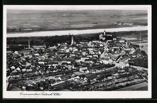 AK Pretzsch / Elbe, Totalansicht, Luftbild