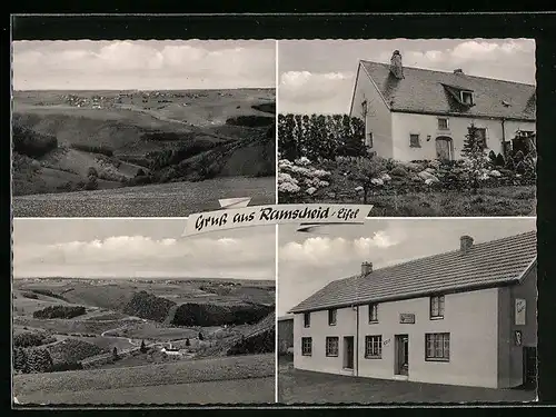 AK Ramscheid /Eifel, Pension Spatzenruh, Geschäft, Panorama