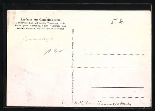 AK Gummersbach, Rasthaus Zur Genkeltal-Sperre, Innenansicht, Lantenbach a. d. Aggertalsperre