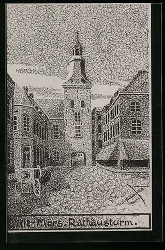 Künstler-AK Mörs, Rathausturm