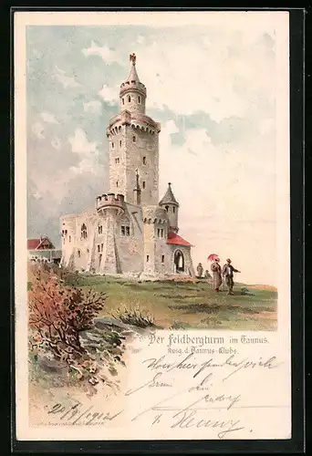 Lithographie Feldberg im Taunus, Feldbergturm