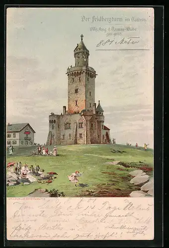 Lithographie Feldberg im Taunus, Feldbergturm