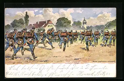 Künstler-AK Anton Hoffmann - München: Deutsche Infanterie im Ansturm