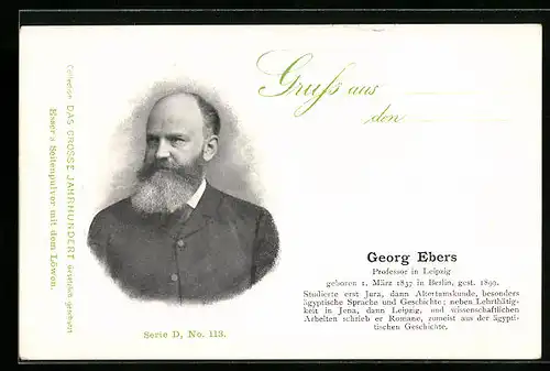 AK Leipziger Professor Georg Ebers im Portrait