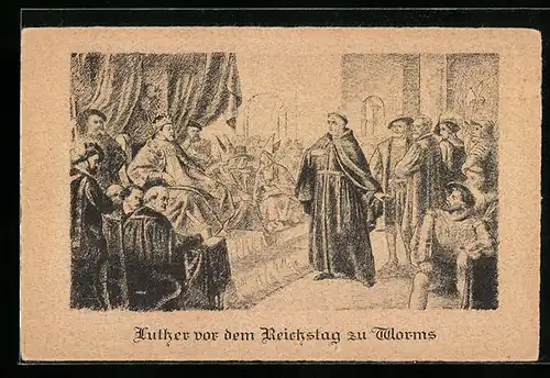 AK Luther vor dem Reichstag zu Worms