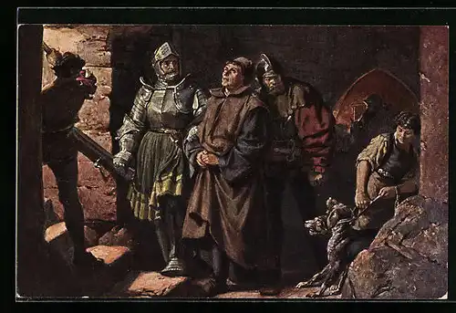 AK Luthers Ankunft auf der Wartburg