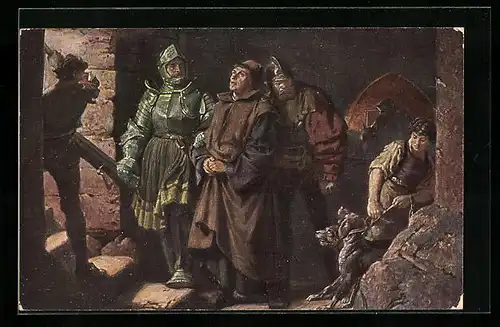 AK Luthers Ankunft auf der Wartburg