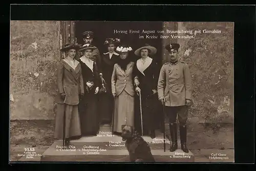 AK Prinzessin Olga und Herzogin v. Cumberland, Grossherzog v. von Mecklenburg mit Herzog Ernst August bei einem Treffen