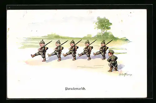 Künstler-AK Ad. Hoffmann: Soldaten beim Parademarsch