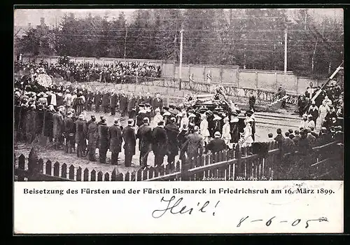 AK Friedrichsruh, Beisetzung des Fürsten und der Fürstin Bisamrck 1899