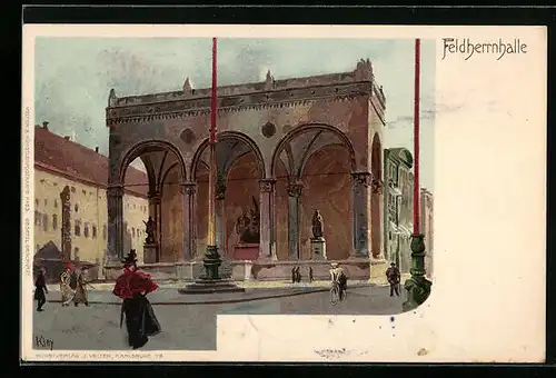 Künstler-AK Heinrich Kley: München, Feldherrnhalle