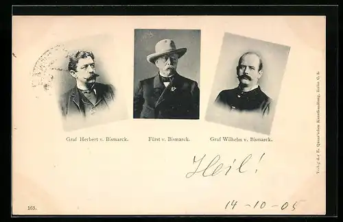 AK Graf Herbert v. Bismarck, Fürst v. Bismarck, Graf Wilhelm v. Bismarck