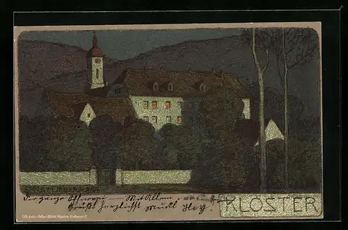 Künstler-AK Ernst Liebermann: Kloster bei Nacht