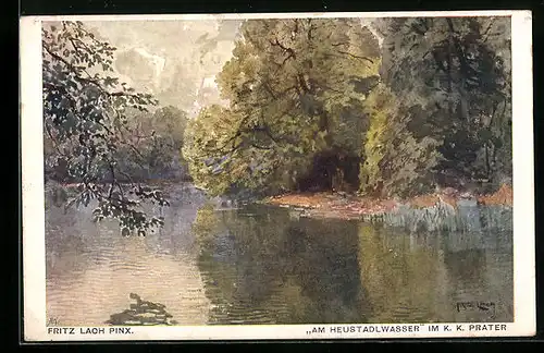 Künstler-AK Fritz Lach: am Heustadlwasser im K. K. Prater