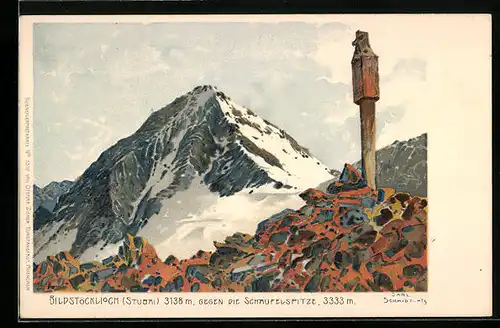 Künstler-AK Carl Schmidt: Bildstöckljoch gegen die Schaufelspitze