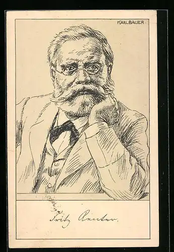 Künstler-AK Portrait des Dichters Fritz Reuter