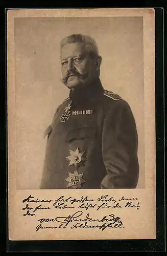 AK Portrait Paul von Hindenburg in Uniform