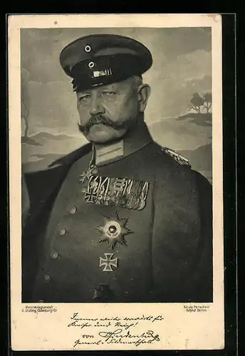 AK Portrait Paul von Hindenburg uniformiert mit Abzeichen
