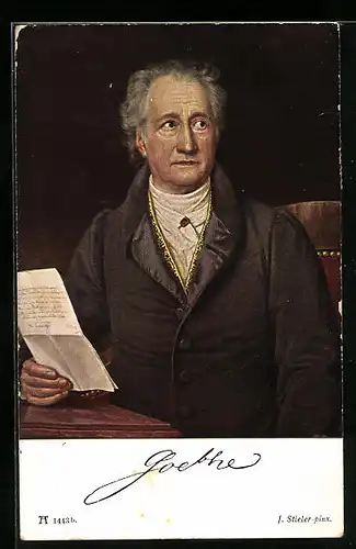 AK Johann Wolfgang von Goethe elegant mit Brief in der Hand