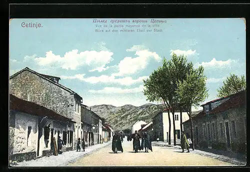 AK Cetinje, Blick auf den mittleren Teil der Stadt
