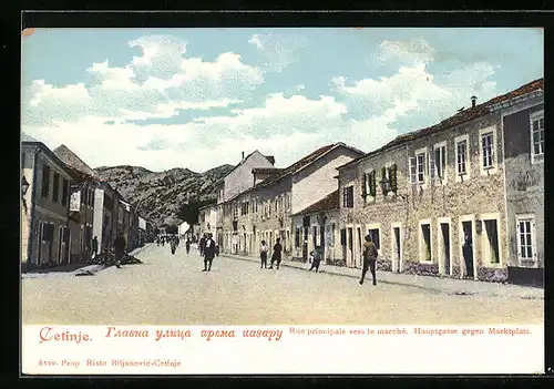 AK Cetinje, Strasse Hauptgasse gegen den Marktplatz