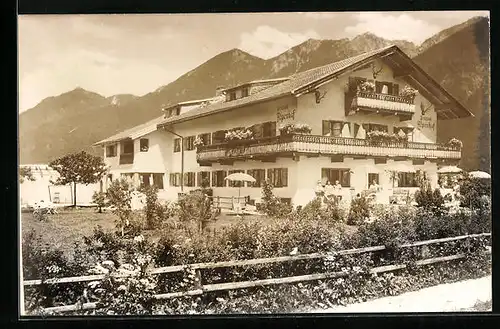 AK Krün /Obb., Hotel Pension Alpenhof von Georg Schober