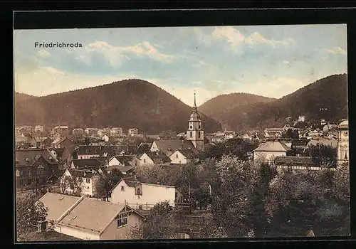 AK Friedrichroda, Teilansicht mit Kirche
