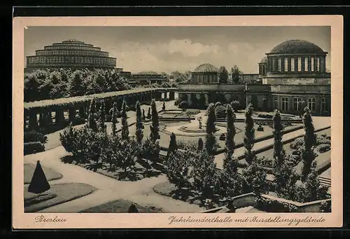 AK Breslau, Jahrhunderthalle mit Ausstellungsgelände