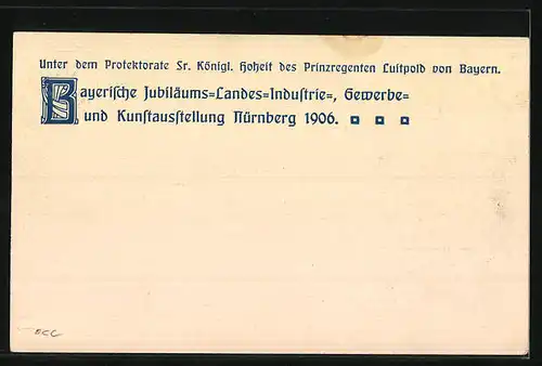 AK Nürnberg, Jubiläums-Landes-Ausstellung 1906, Ganzsache