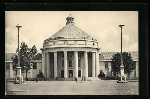 AK Dresden, Internationale Hygiene-Ausstellung 1911, Festplatz mit populärer Halle: Der Mensch