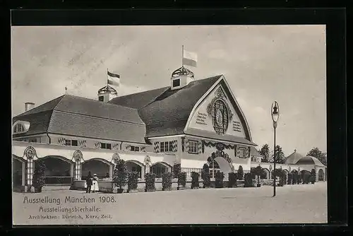 AK München, Ausstellung 1908, Gasthaus Ausstellungsbierhalle
