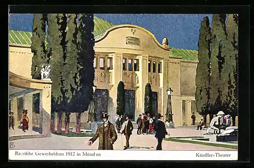 Künstler-AK München, Bayrische Gewerbeschau 1912, Künstler-Theater