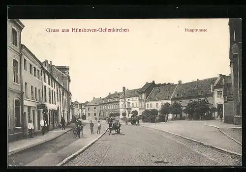 AK Hünshoven-Geilenkirchen, Hauptstrasse mit Geschäften