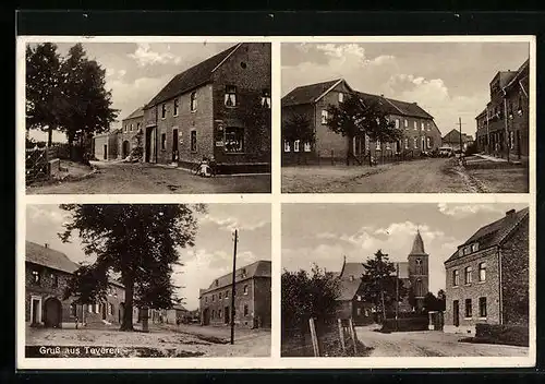 AK Teveren, Lebensmittelgeschäft, Kirche, Ortspartie